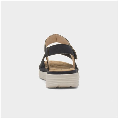 Ella Womens Black Easy Fasten Sandal