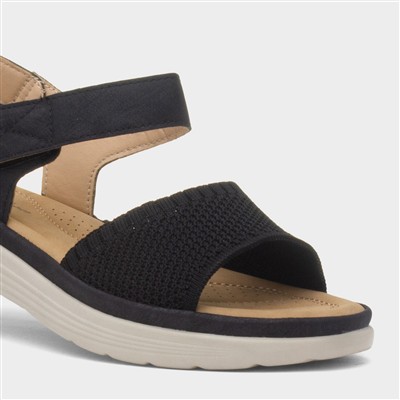 Ella Womens Black Easy Fasten Sandal