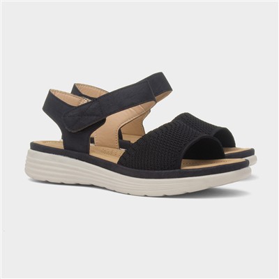 Ella Womens Black Easy Fasten Sandal