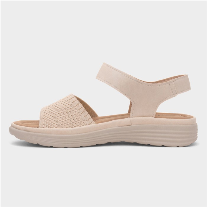 Ella Womens Beige Easy Fasten Sandal