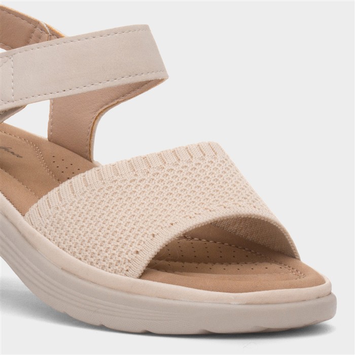 Ella Womens Beige Easy Fasten Sandal