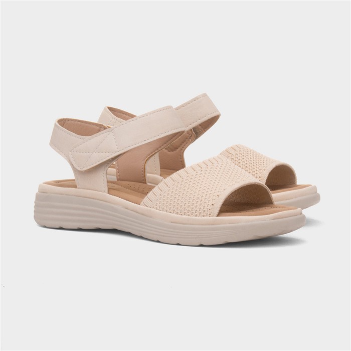 Ella Womens Beige Easy Fasten Sandal