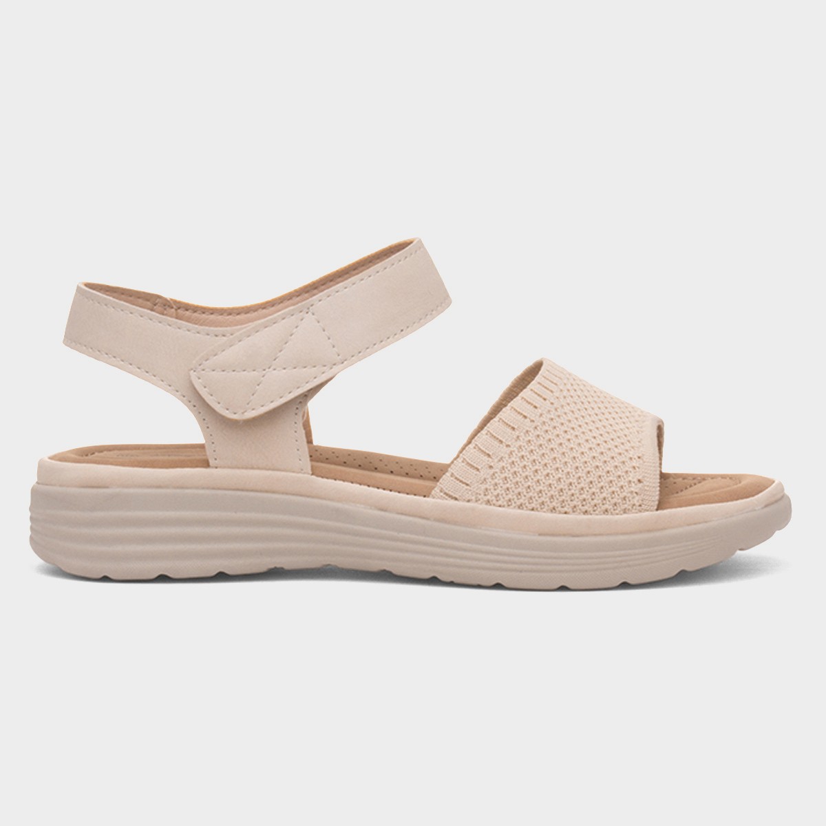 Ella Womens Beige Easy Fasten Sandal