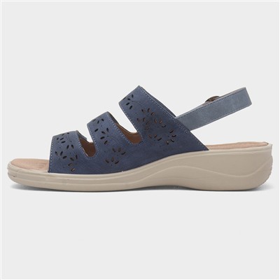 Mandy Womens Blue Easy Fasten Sandal