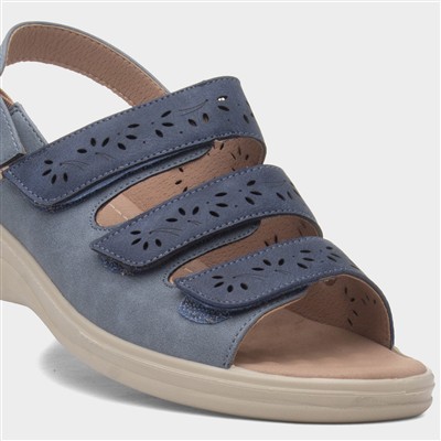 Mandy Womens Blue Easy Fasten Sandal