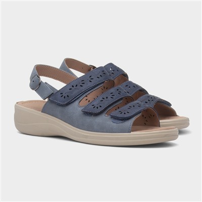 Mandy Womens Blue Easy Fasten Sandal