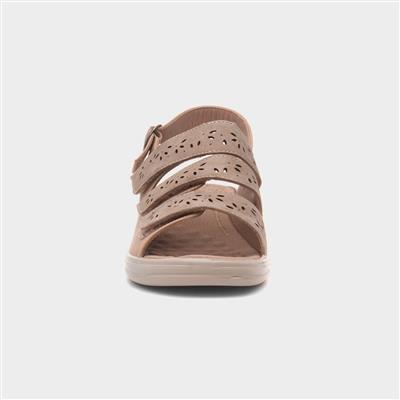 Mandy Womens Beige Easy Fasten Sandal