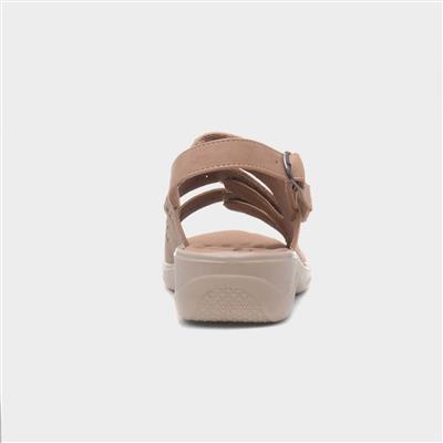 Mandy Womens Beige Easy Fasten Sandal