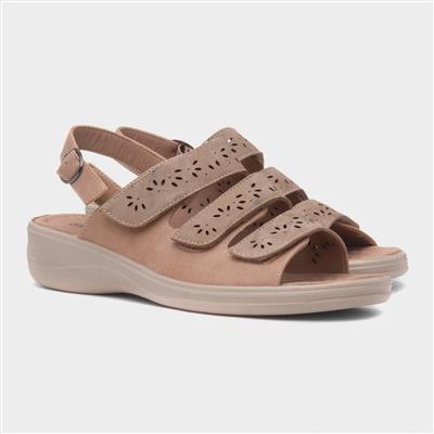 Mandy Womens Beige Easy Fasten Sandal