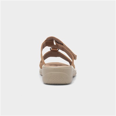 Gemma Womens Camel T-Bar Mule Sandal