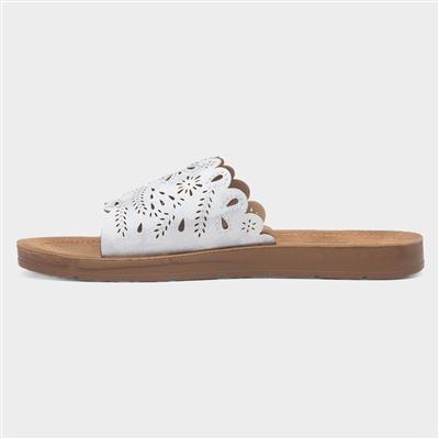 Khloe Womens White Mule Sandal