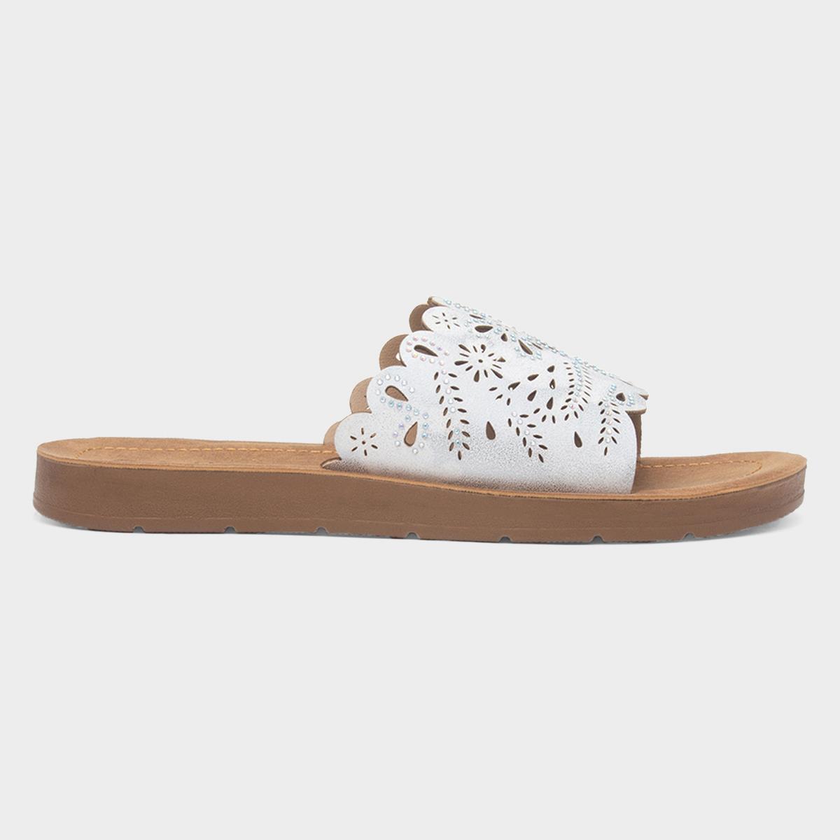 Khloe Womens White Mule Sandal