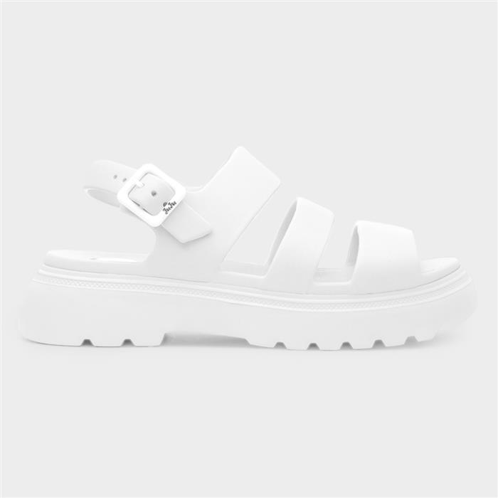 Sunny Womens White Chunky Buckle EVA Sandal