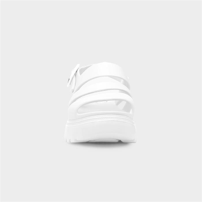 Sunny Womens White Chunky Buckle EVA Sandal
