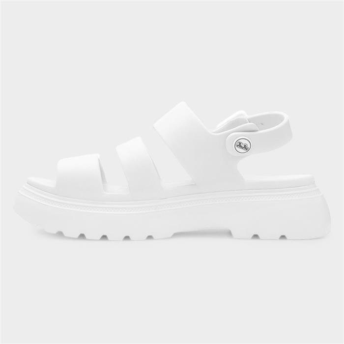 Sunny Womens White Chunky Buckle EVA Sandal