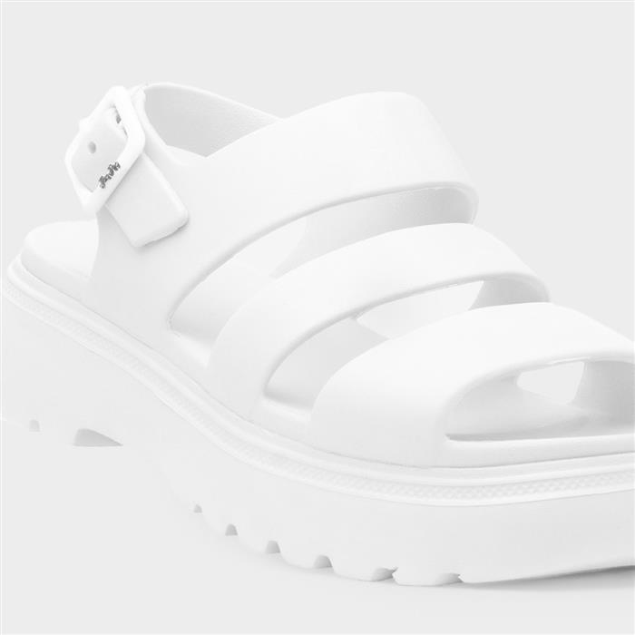 Sunny Womens White Chunky Buckle EVA Sandal