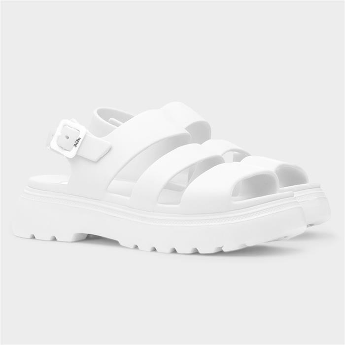 Sunny Womens White Chunky Buckle EVA Sandal