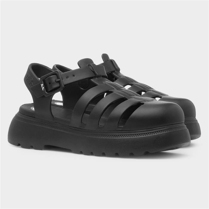 Angel Womens Black EVA Chunky Buckle Sandal