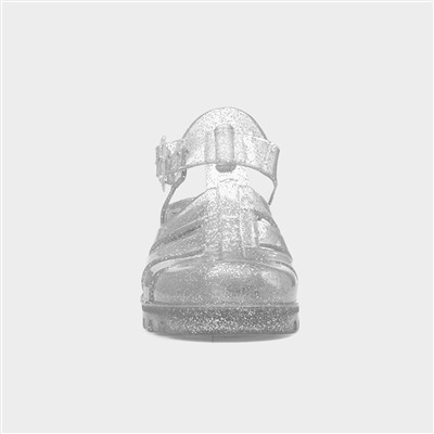 Babe Womens Silver Glitter Jelly Sandal