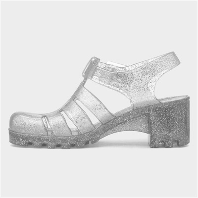 Babe Womens Silver Glitter Jelly Sandal