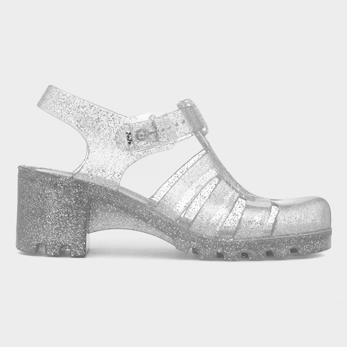 Babe Womens Silver Glitter Jelly Sandal