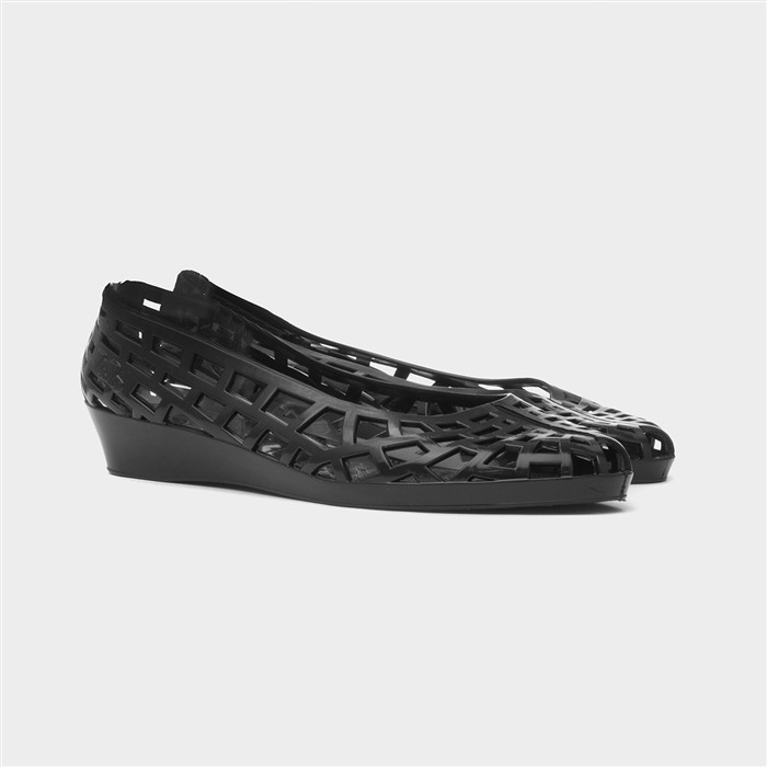 JuJu Christabel Womens Black Wedge Jelly Shoe-11363 | shoezone