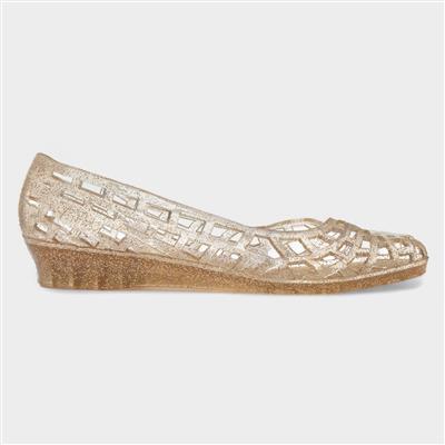 Christabel Womens Gold Glitter Jelly Shoe