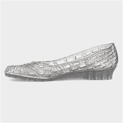 Christabel Womens Silver Glitter Jelly Shoe