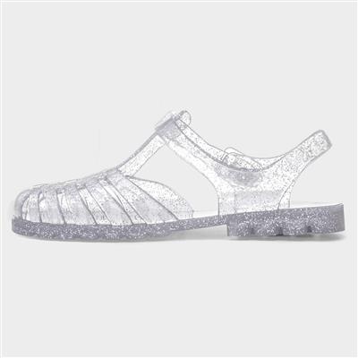 Reilly Womens Silver Glitter Jelly Sandal