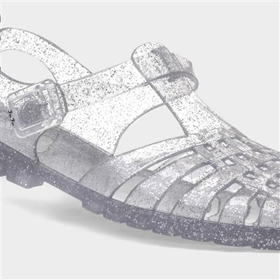 Reilly Womens Silver Glitter Jelly Sandal