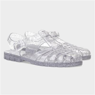 Reilly Womens Silver Glitter Jelly Sandal