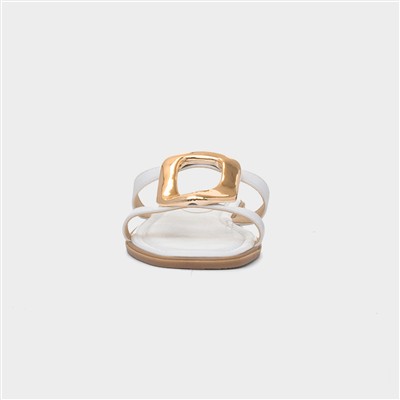 Fiona Womens White Mule Sandal