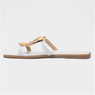 Fiona Womens White Mule Sandal