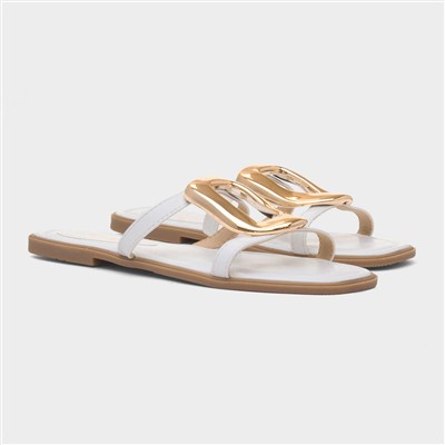 Fiona Womens White Mule Sandal