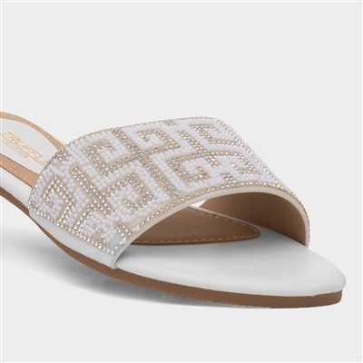 Oceana Womens White Mule Sandal