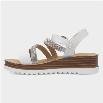 Janice Womens Wedge Diamante Sandal