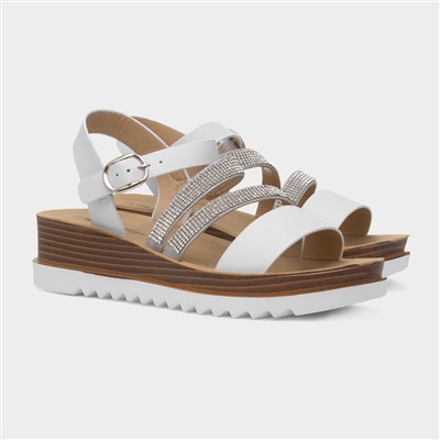 Janice Womens Wedge Diamante Sandal