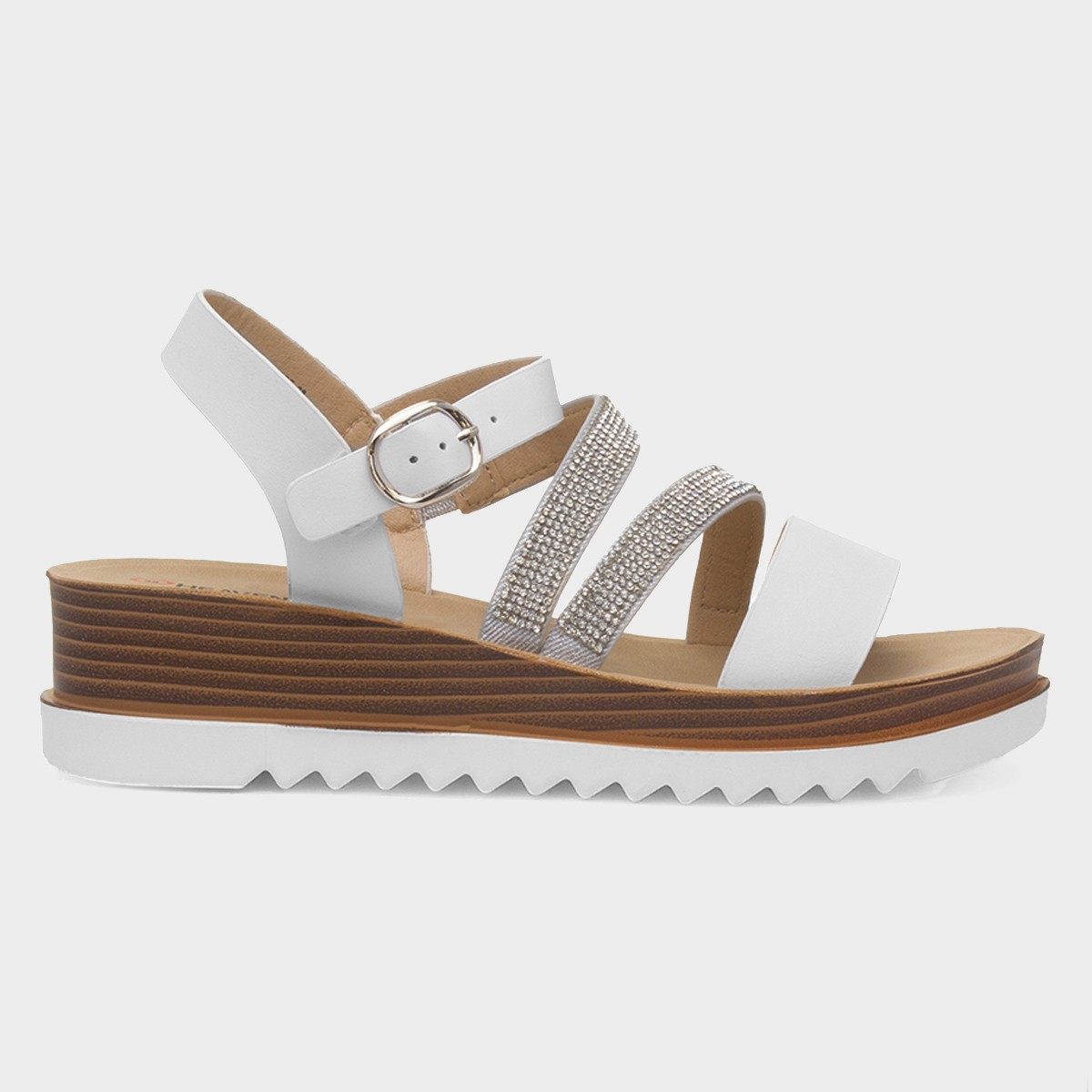 Janice Womens Wedge Diamante Sandal