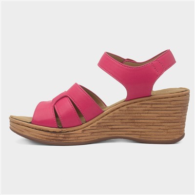 Dizzy Womens Pink Wedge Sandal