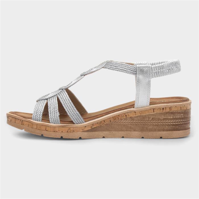 Glynis Womens Silver Wedge Sandal