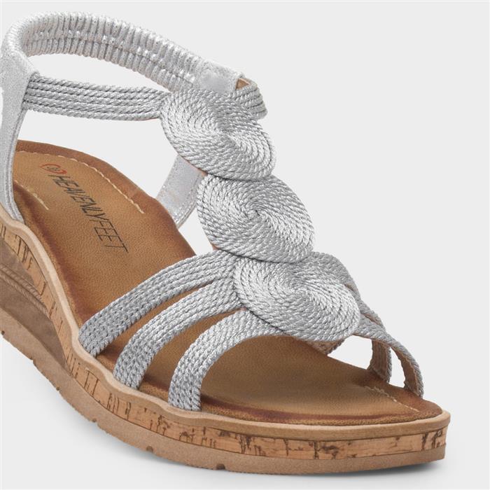 Glynis Womens Silver Wedge Sandal