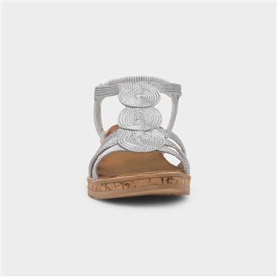 Glynis Womens Silver Wedge Sandal
