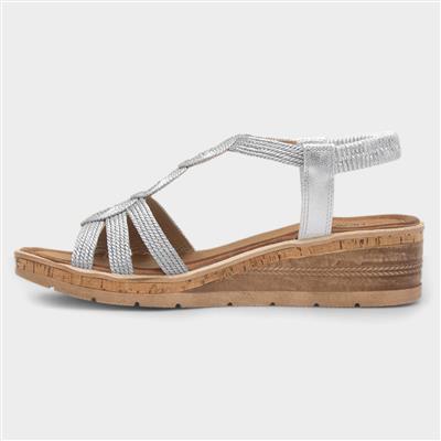 Glynis Womens Silver Wedge Sandal