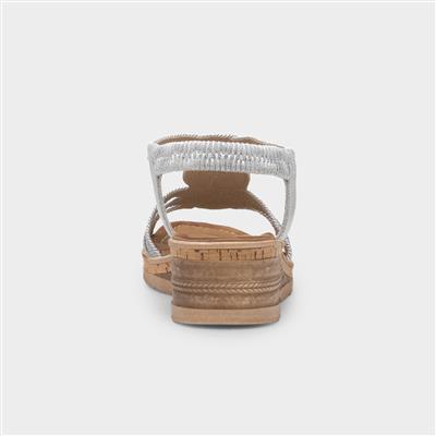 Glynis Womens Silver Wedge Sandal