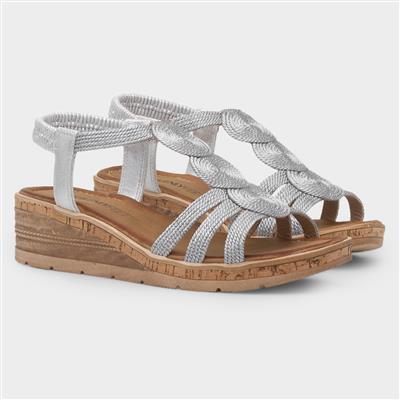 Glynis Womens Silver Wedge Sandal