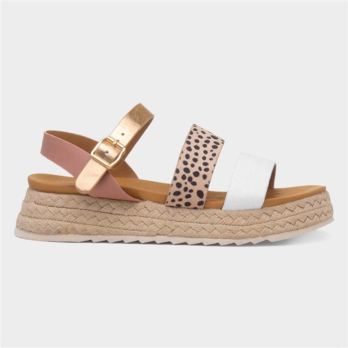 Summer Womens White Chunky Buckle Sandal