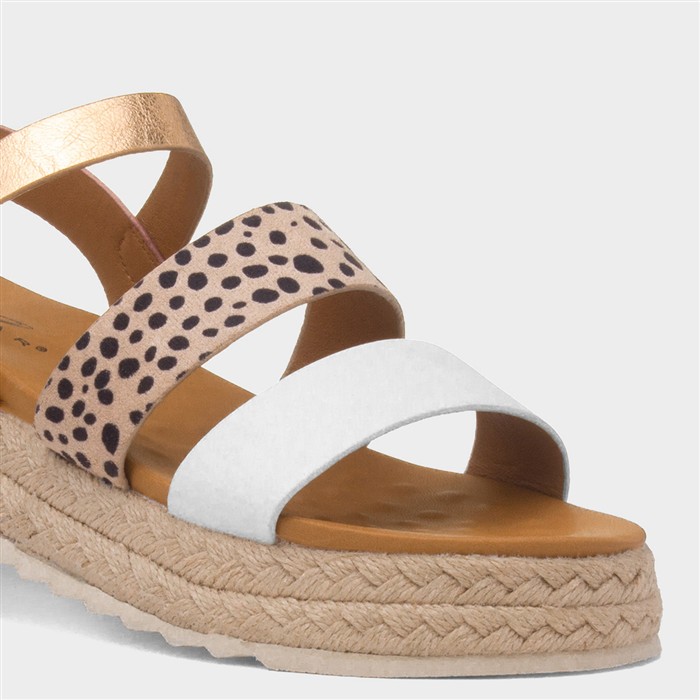 Summer Womens White Chunky Buckle Sandal