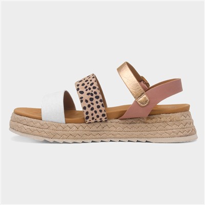 Summer Womens White Chunky Buckle Sandal