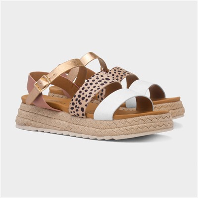 Summer Womens White Chunky Buckle Sandal