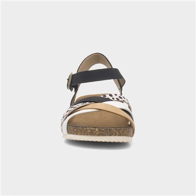 Selina Womens Black Strappy Wedge Sandal